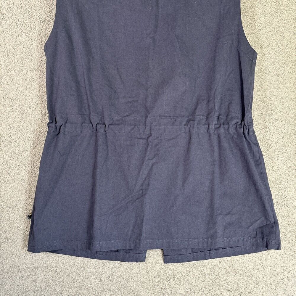 Multi Pocket Travel Vest Size 39 Inch Chest Full Zip Epaulets Blue Cinch Waist - Picture 8 of 10